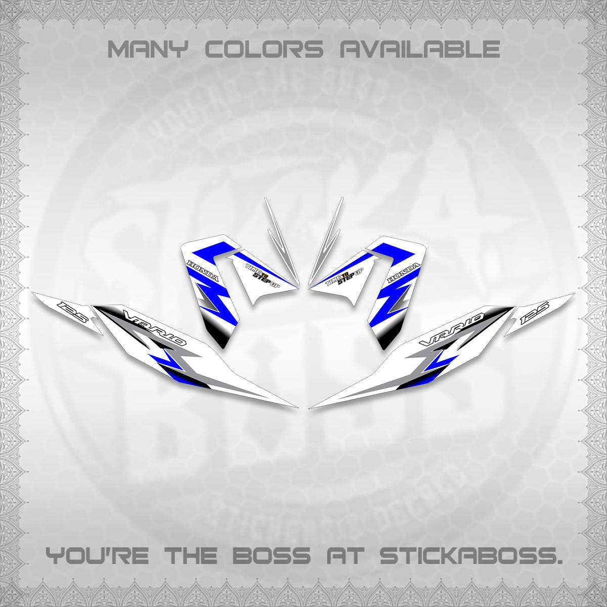 CLICK 125 V4 VARIO FOR WHITE DECALS (2026 VR0006 DESIGN) STICKER KITS BY STICKABOSS