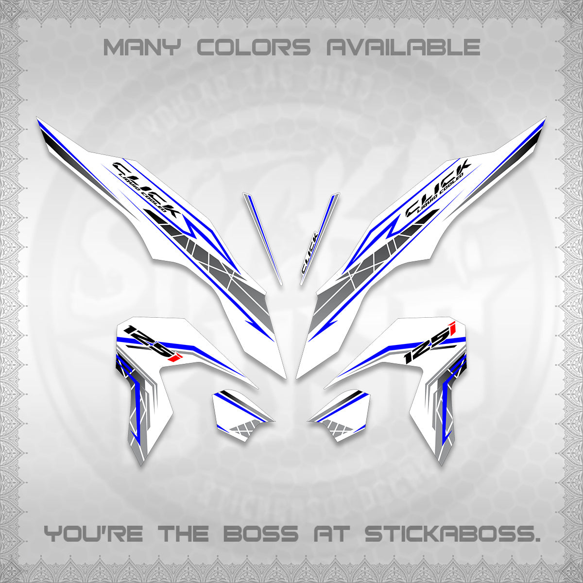CLICK 125 V3 FOR WHITE DECALS (2023 SIMPLE STRIPE DESIGN) STICKER DECALS By STICKABOSS