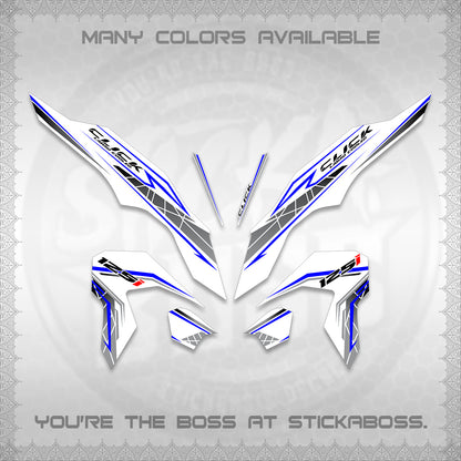 CLICK 125 V3 FOR WHITE DECALS (2023 SIMPLE STRIPE DESIGN) STICKER DECALS By STICKABOSS