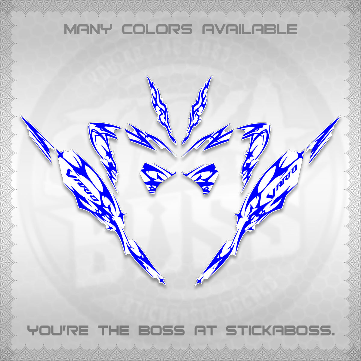 CLICK 125 V4 VARIO FOR WHITE DECALS (2026 TRIBAL LIGHTNING DESIGN) STICKER KITS BY STICKABOSS