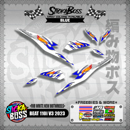 BEAT 110i V3 2023 DECALS ( FOR WHITE NEW HOTWHEELS )【WITH FREEBIES】