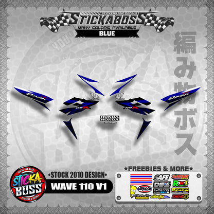 Honda Wave Dash 110r v1 Stock Decals (2010 Design)【WITH FREEBIES】 Rusi Swish Mono