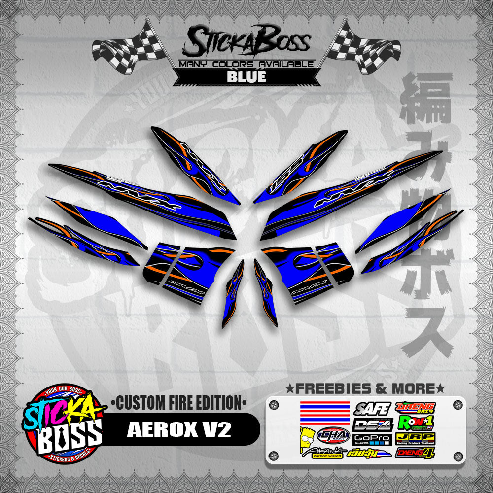 AEROX V2 DECALS ( CUSTOM FIRE EDITION )【WITH FREEBIES】