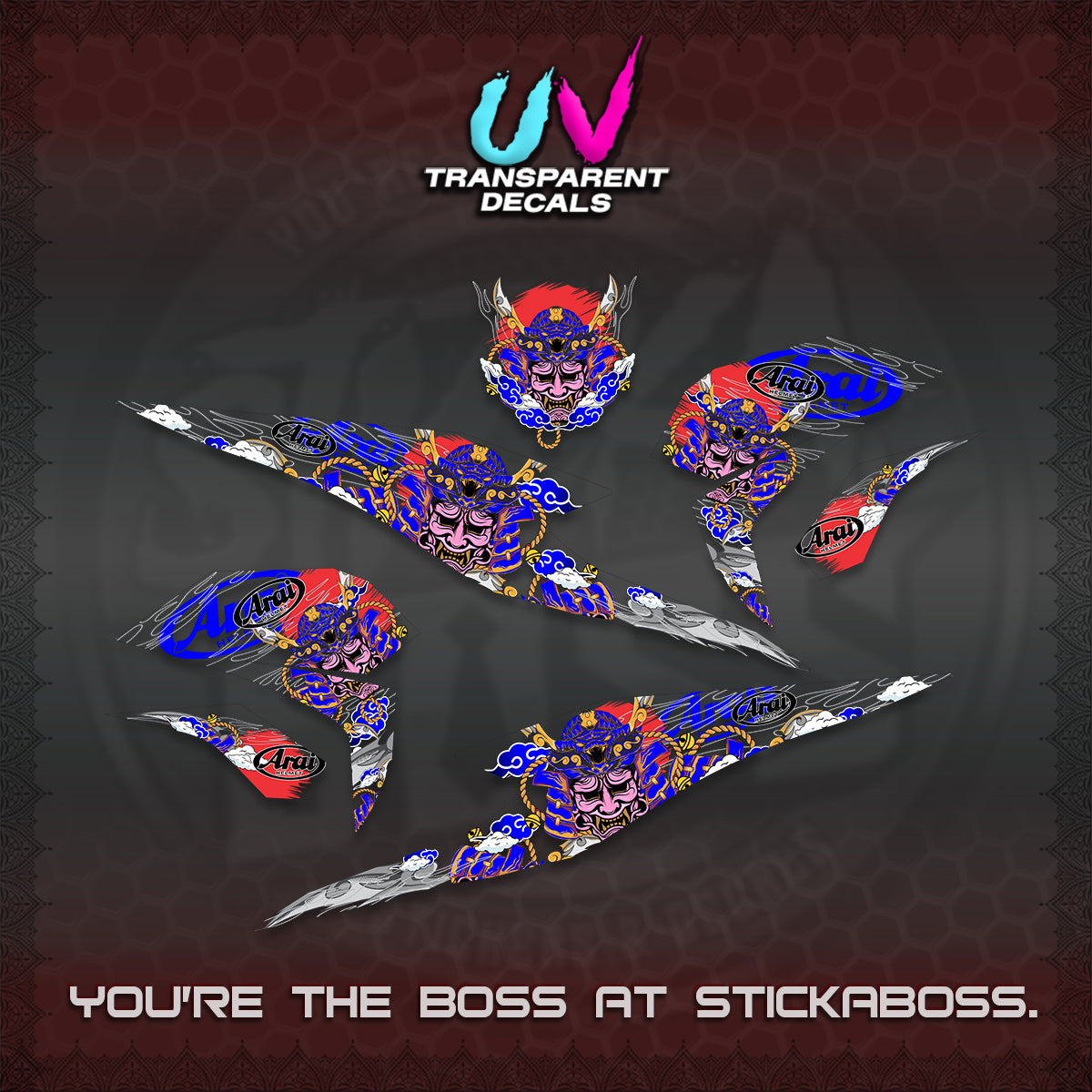 BEAT FI INDO UV TRANSPARENT DECALS (2026 NEW SAMURAI MOTIF) STICKER KITS BY STICKABOSS