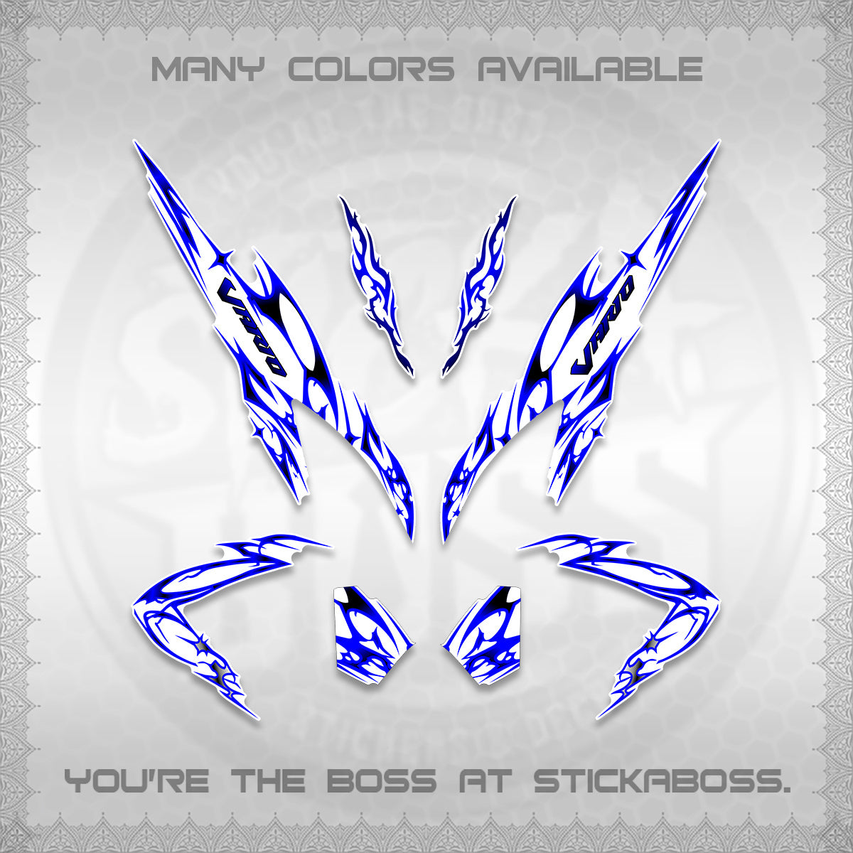 CLICK 125 V2 VARIO FOR WHITE DECALS (2026 TRIBAL LIGHTNING DESIGN) STICKER KITS BY STICKABOSS