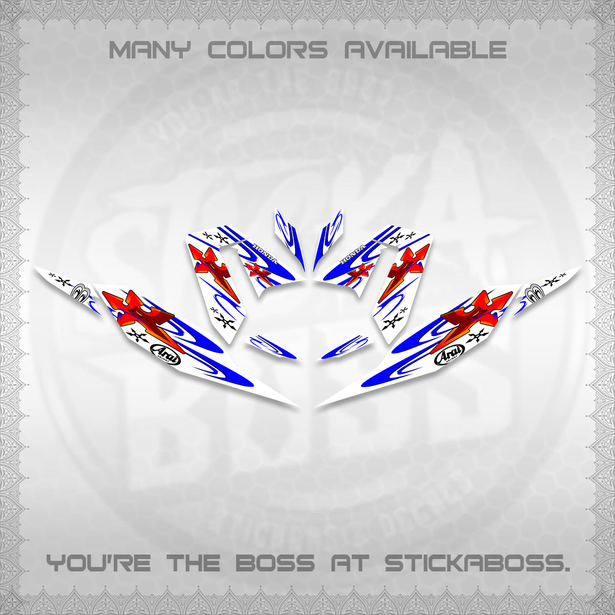 CLICK 125 V4 FOR WHITE DECALS (2026 ARAI STAR RACING DESIGN) STICKER DECALS By STICKABOSS