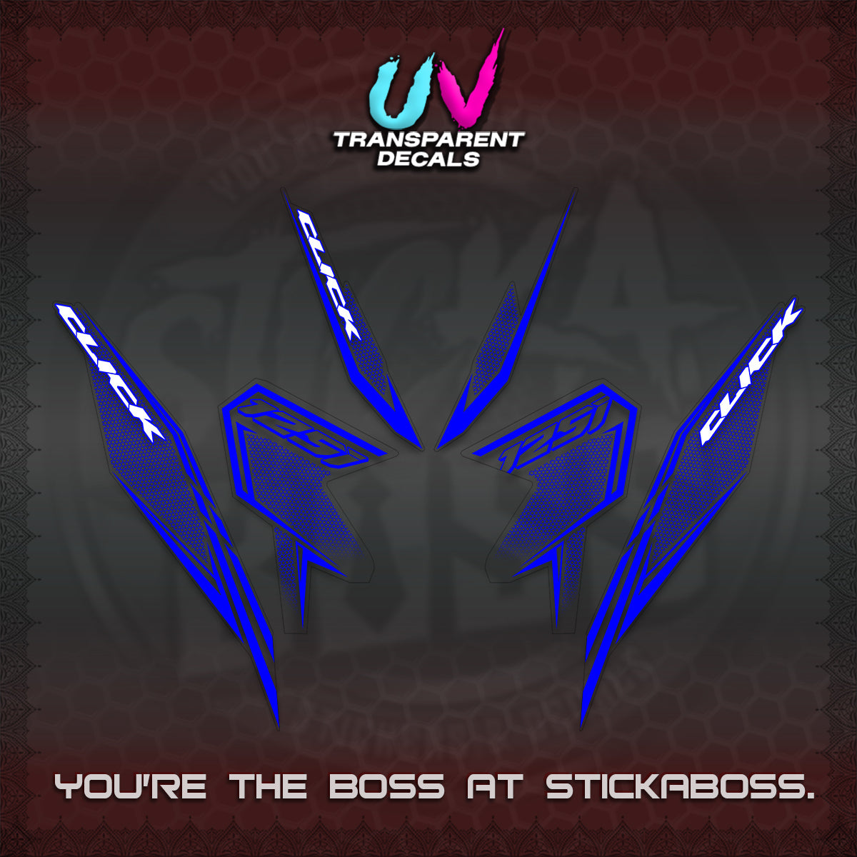 CLICK 125 V3 UV TRANSPARENT DECALS (2026 LINE UP DESIGN) STICKER KITS By STICKABOSS