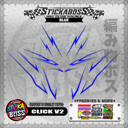 【PREMIUM UV PRINT】TRANSPARENT CLICK V2 STICKER DECALS ( 001 MINIMALIST STRIPPING )【WITH FREEBIES】