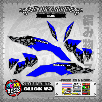 CLICK V3 INDO STICKER DECALS ( 2025 SHARP ABSTRACT  )【WITH FREEBIES】