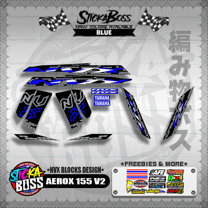 AEROX 155 V2 DECALS ( NVX BLOCKS DESIGN )【WITH FREEBIES】