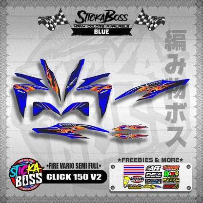 CLICK 150 V2 DECALS ( FIRE VARIO SEMI FULL )【WITH FREEBIES】