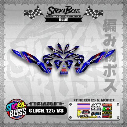 CLICK 125 V3 DECALS ( PETRONAS BARRACUDA EDITION )【WITH FREEBIES】
