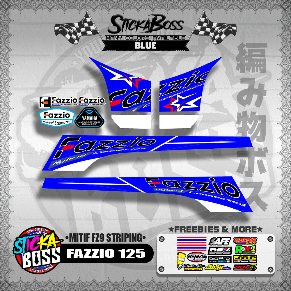 FAZZIO 125 DECALS ( MITIF FZ9 STRIPING )【WITH FREEBIES】