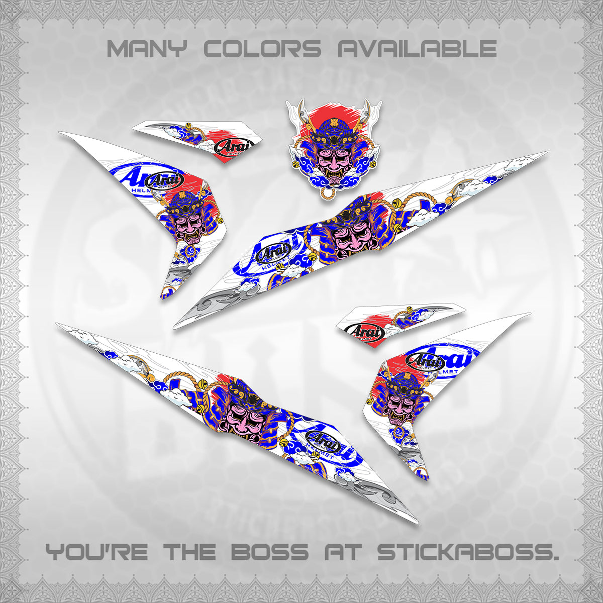 BEAT FI V2 INDO FOR WHITE DECALS (2026 NEW SAMURAI MOTIF) STICKER KITS BY STICKABOSS