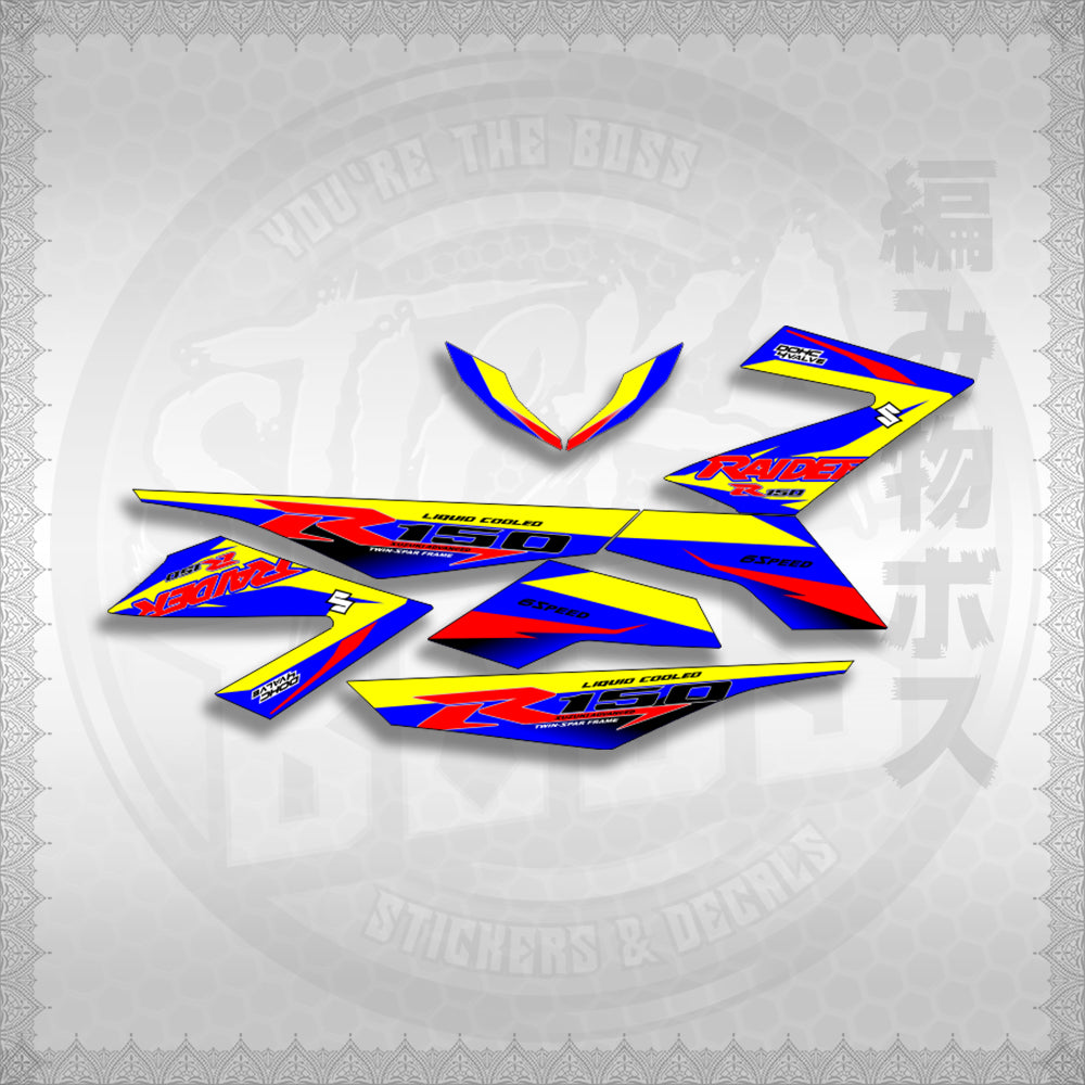 RAIDER 150 FI R150 BLAZE COLOR STICKER DECALS By STICKABOSS (SOFIE LAMINATED WATERPROOF)
