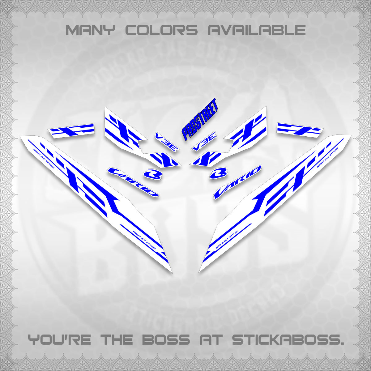 CLICK V3 FOR WHITE VARIO DECALS (2026 V3E 001 DESIGN)STICKER DECALS By STICKABOSS