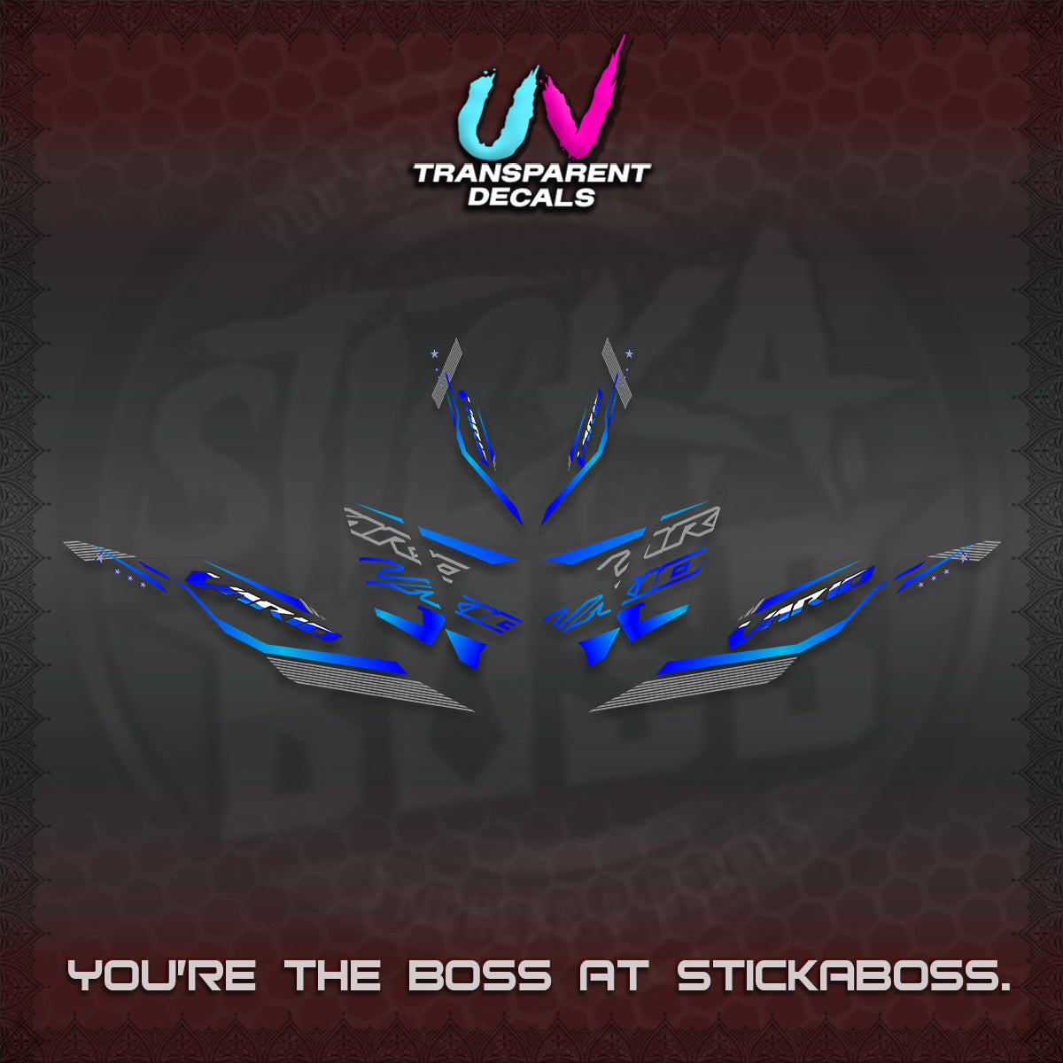 CLICK 125 V4 VARIO UV TRANSPARENT DECALS (2026 WHITE EDITION DESIGN) STICKER KITS By STICKABOSS