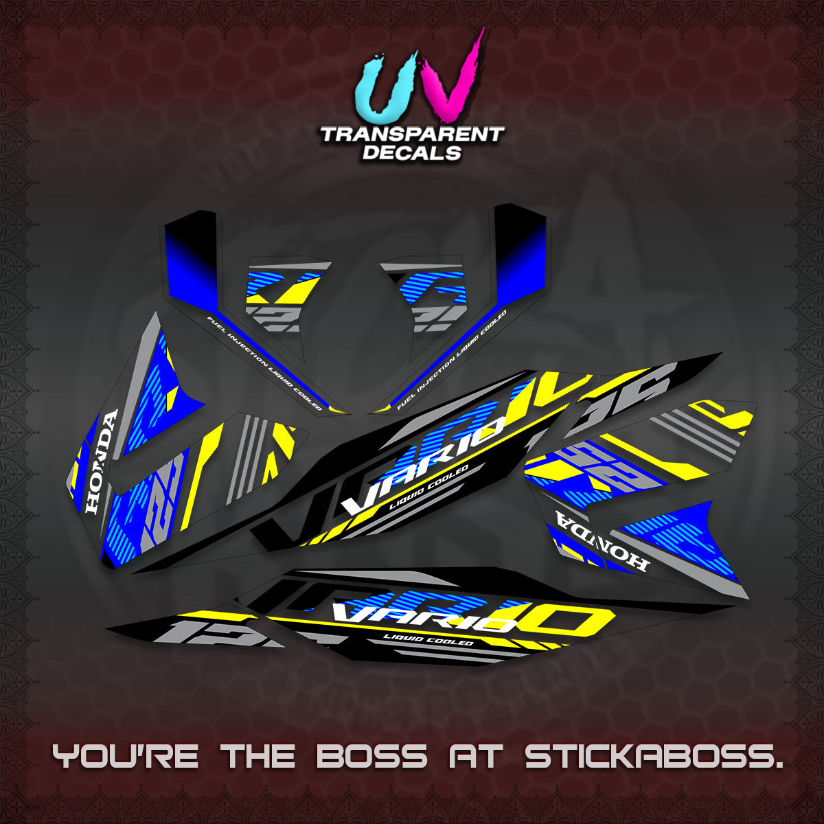 CLICK 125 V4 MALAY VARIO UV TRANSPARENT  DECALS (2026 VV12 DESIGN) STICKER KITS By STICKABOSS
