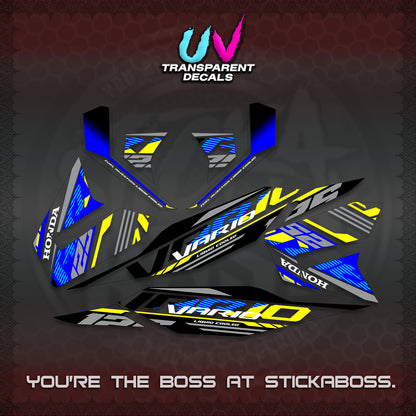 CLICK 125 V4 MALAY VARIO UV TRANSPARENT  DECALS (2026 VV12 DESIGN) STICKER KITS By STICKABOSS