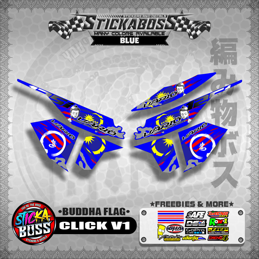 CLICK V1 MALAYSIAN STICKER DECALS ( BUDDHA FLAG )【WITH FREEBIES】