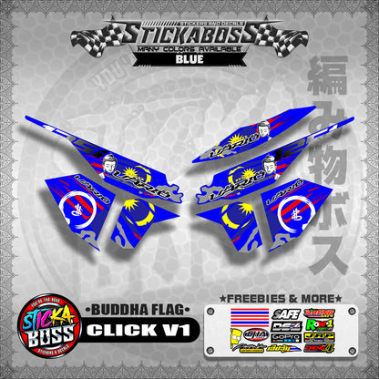CLICK V1 MALAYSIAN STICKER DECALS ( BUDDHA FLAG )【WITH FREEBIES】