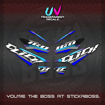 CLICK 160 STRIPING UV TRANSPARENT DECALS (SPORTS RACE STRIPES 01) STICKER KITS BY STICKABOSS