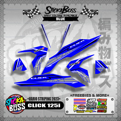 CLICK 125i V3 STOCK DECALS ( VARIO STRIPING 2023 )【WITH FREEBIES】
