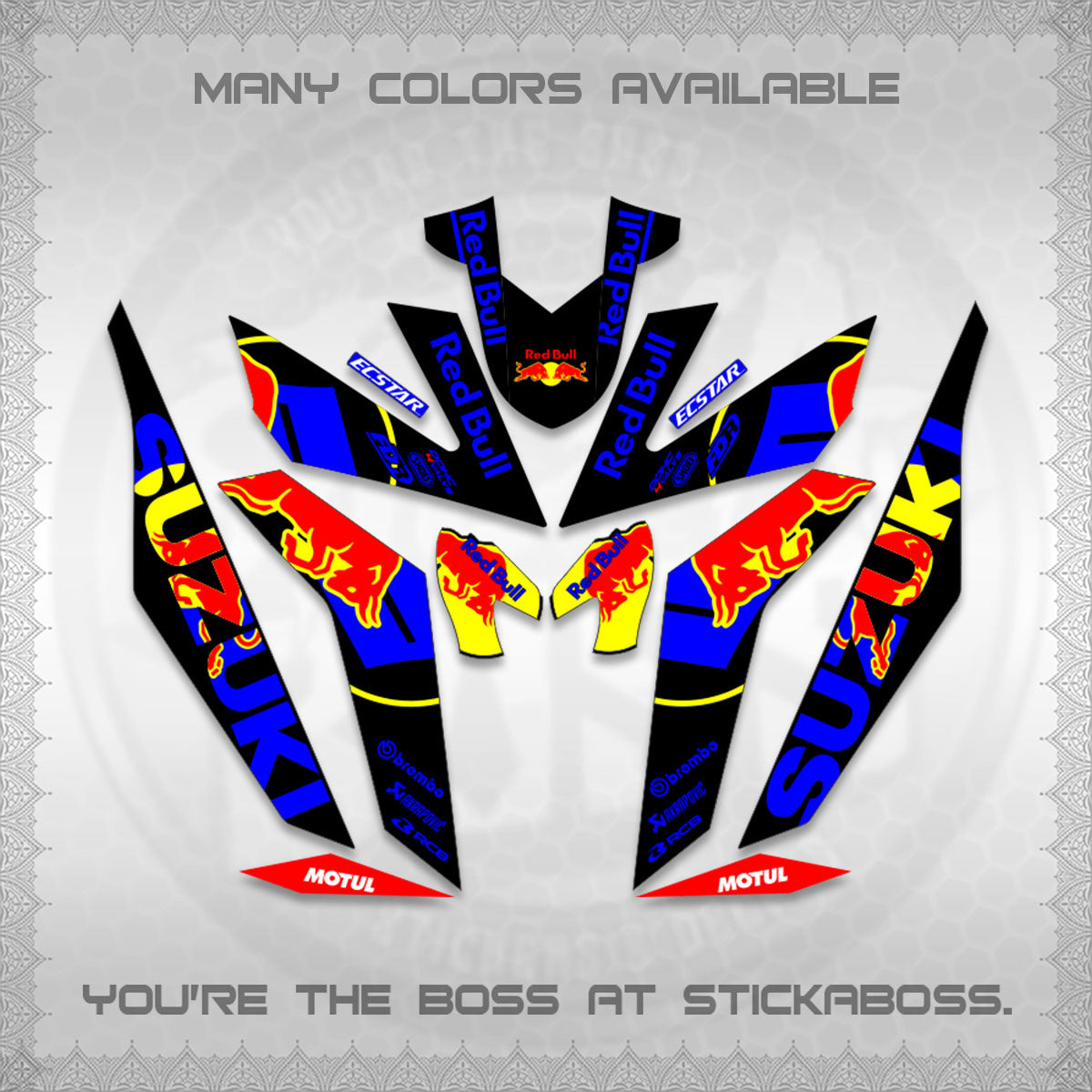 RAIDER 150 Fi DECALS (BULLREDS MOTIF)STICKER DECALS By STICKABOSS