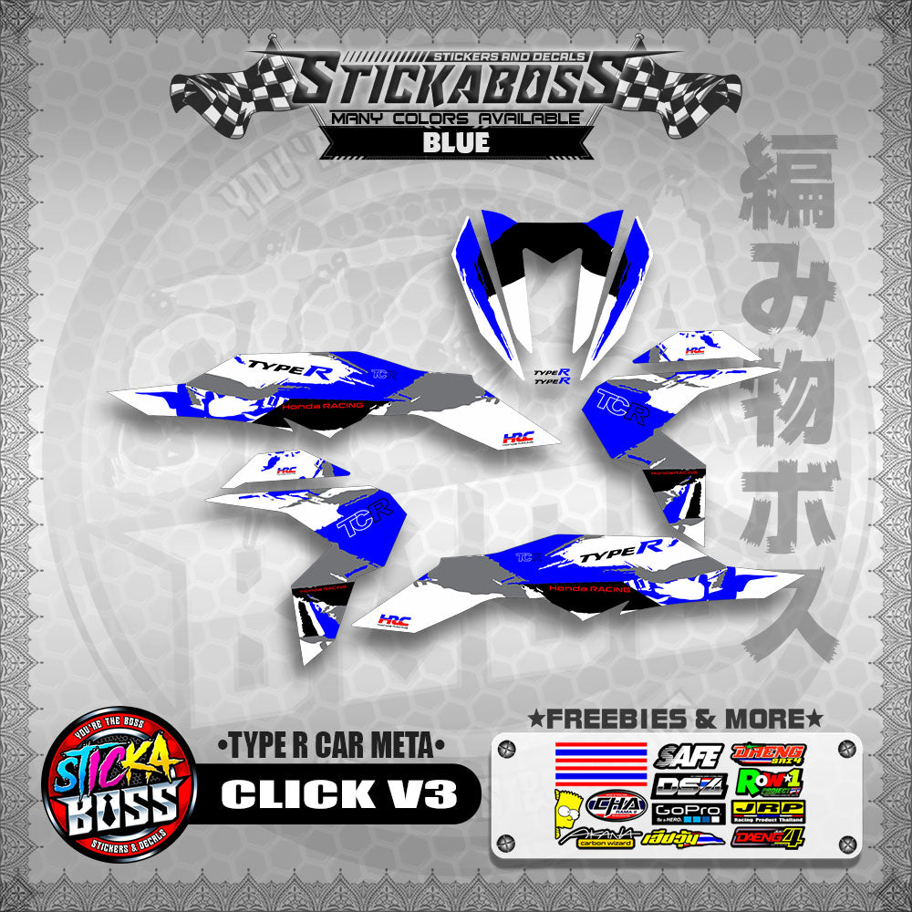 CLICK V3 AUTO CONCEPT STICKER DECALS ( TYPE R CAR META )【WITH FREEBIES】