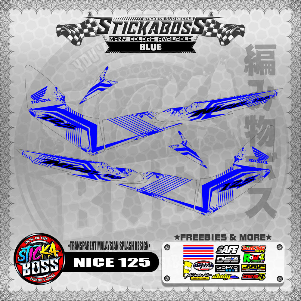 【PREMIUM UV PRINT】TRANSPARENT NICE 125 STICKER DECALS ( MALAYSIAN SPLASH DESIGN )【WITH FREEBIES】