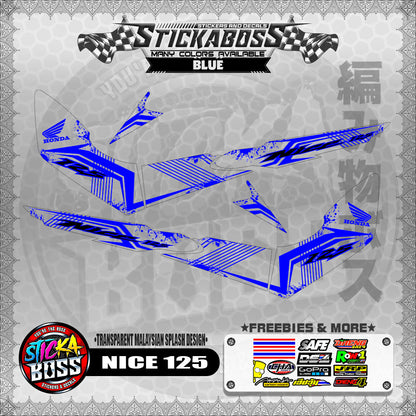 【PREMIUM UV PRINT】TRANSPARENT NICE 125 STICKER DECALS ( MALAYSIAN SPLASH DESIGN )【WITH FREEBIES】