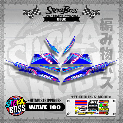 WAVE 100 MALAYSIAN DECALS ( HITAM STRIPPINGS )【WITH FREEBIES】