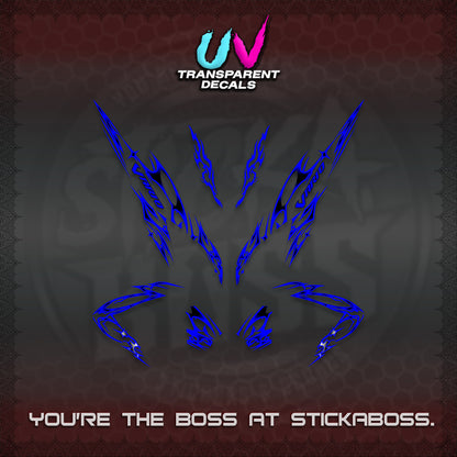 CLICK 125 V2 VARIO UV TRANSPARENT DECALS (2026 TRIBAL LIGHTNING DESIGN) STICKER KITS BY STICKABOSS