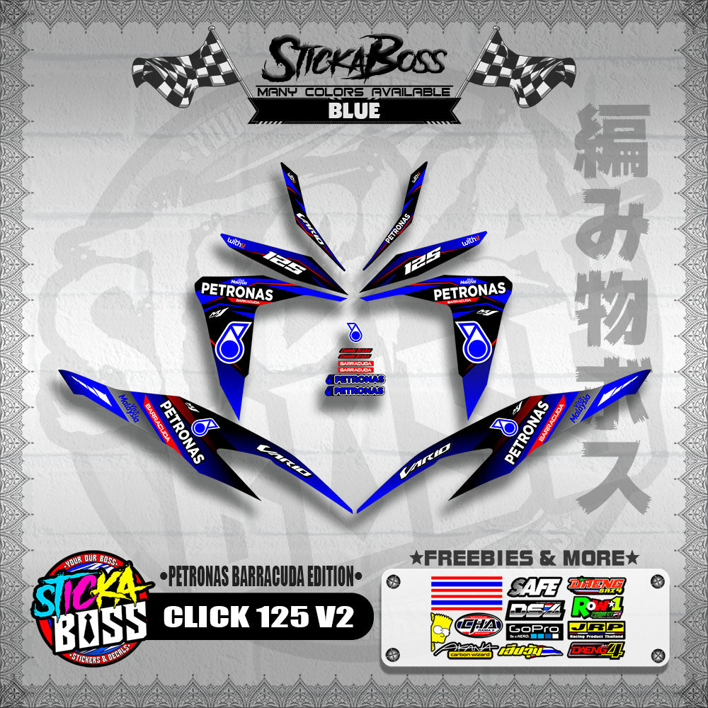 CLICK 125 V2 DECALS ( PETRONAS BARRACUDA EDITION )【WITH FREEBIES】