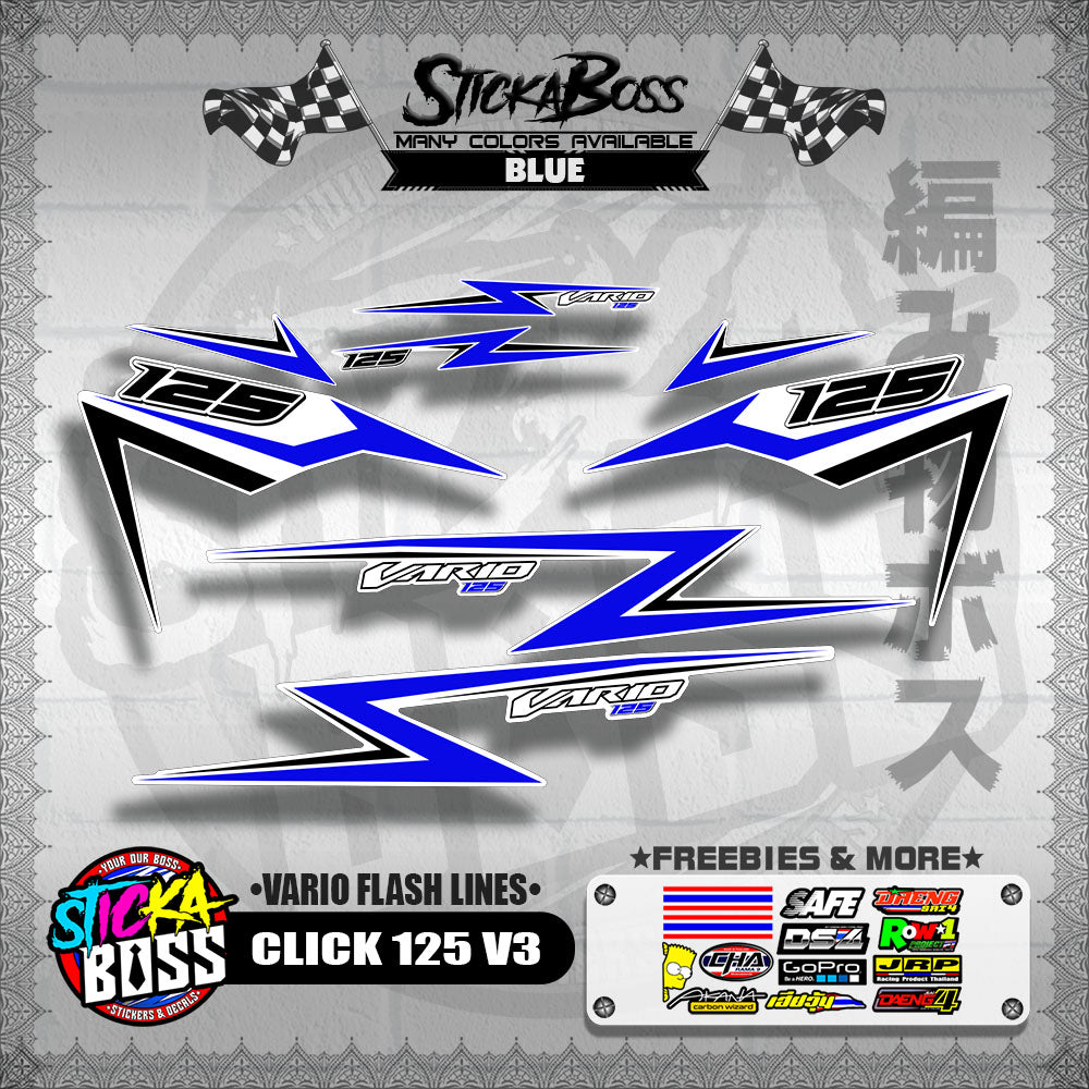 CLICK 125 V3 DECALS ( VARIO FLASH LINES )【WITH FREEBIES】