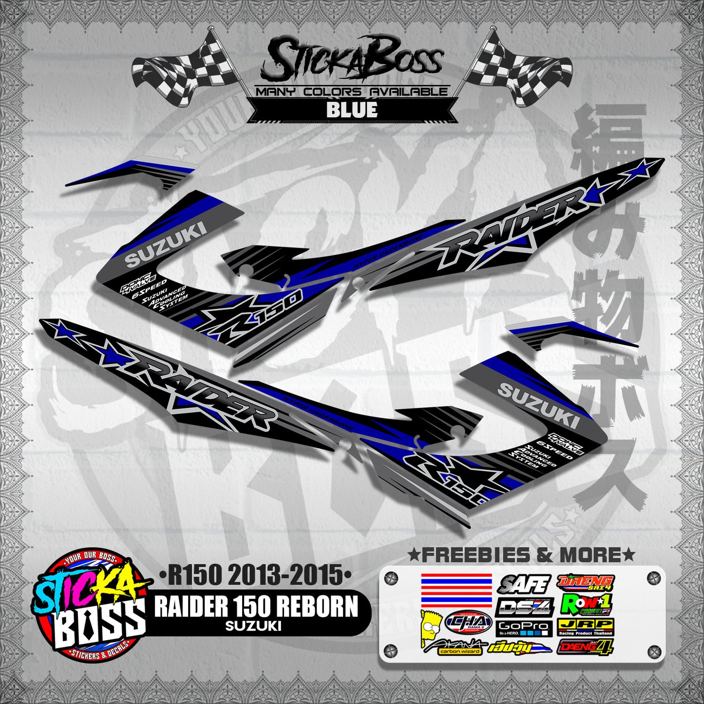 RAIDER 150 REBORN STOCK DECALS ( R150 2013 - 2015 )【WITH FREEBIES】