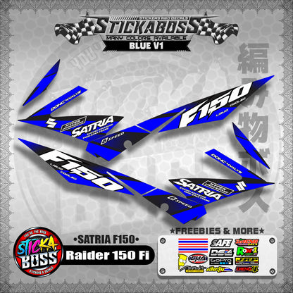 Suzuki Raider 150 Fi Stock Decals BLUE (Satria F150)【PREMIUM GLOSSY LAMINATED】