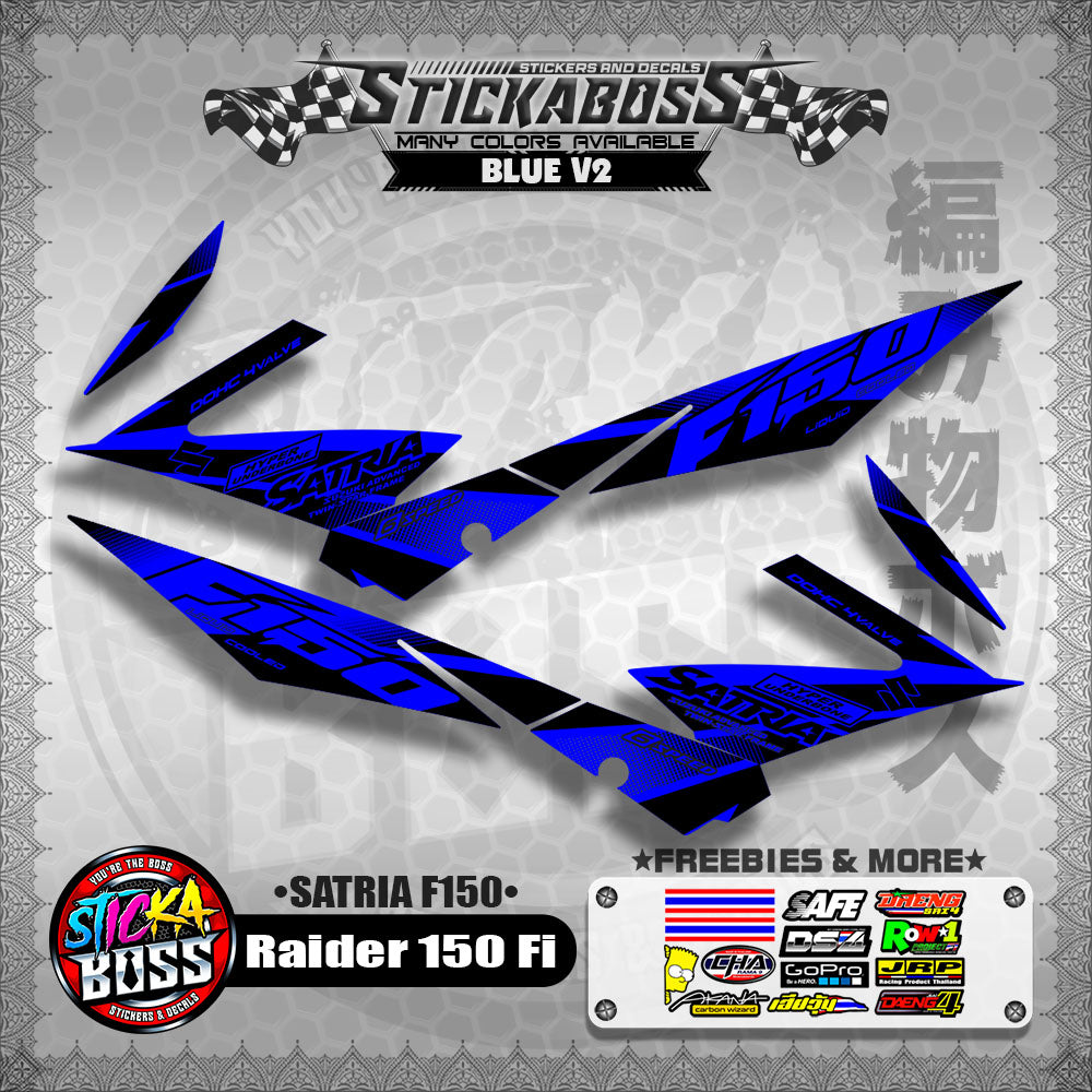 Suzuki Raider 150 Fi Stock Decals BLUE (Satria F150)【PREMIUM GLOSSY LAMINATED】