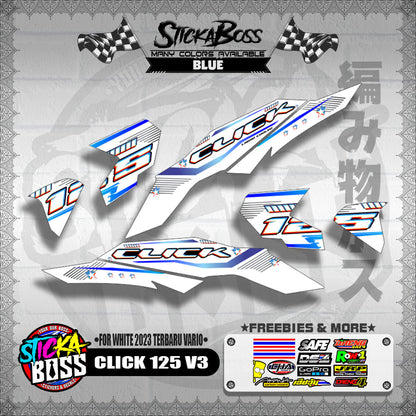 CLICK 125 V3 DECALS ( FOR WHITE 2023 TERBARU VARIO ) [ PREMIUM GLOSSY LAMINATED ]【WITH FREEBIES】