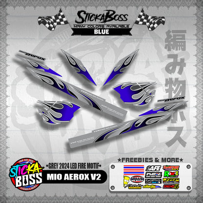 MIO AEROX V2 DECALS ( GREY 2024 LED FIRE MOTIF )【WITH FREEBIES】