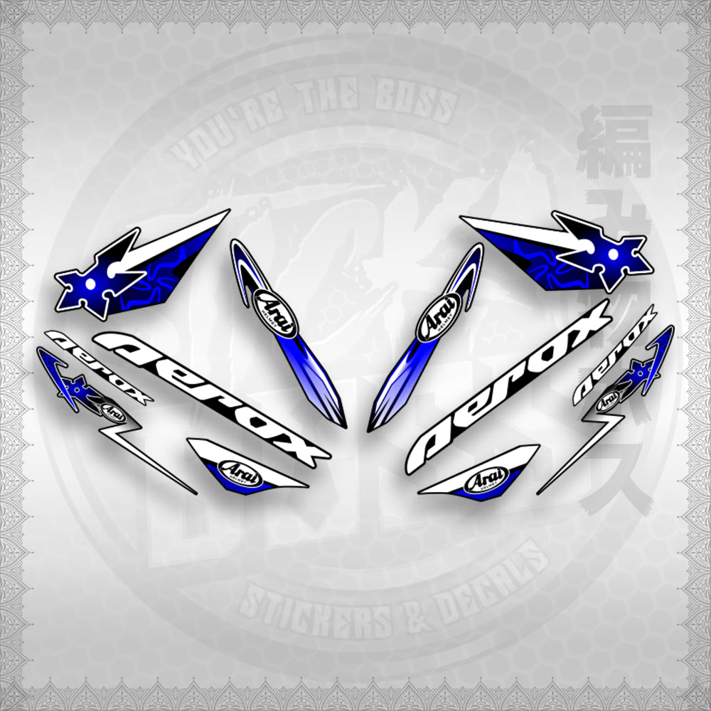 AEROX 155 V1 CUSTOM DESIGN ( ARAI NINJA BLADES ) STICKER DECALS By STICKABOSS