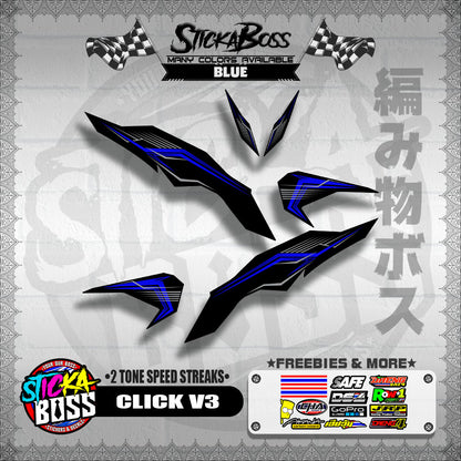 CLICK V3 DECALS ( 2 TONE SPEED STREAKS )【WITH FREEBIES】