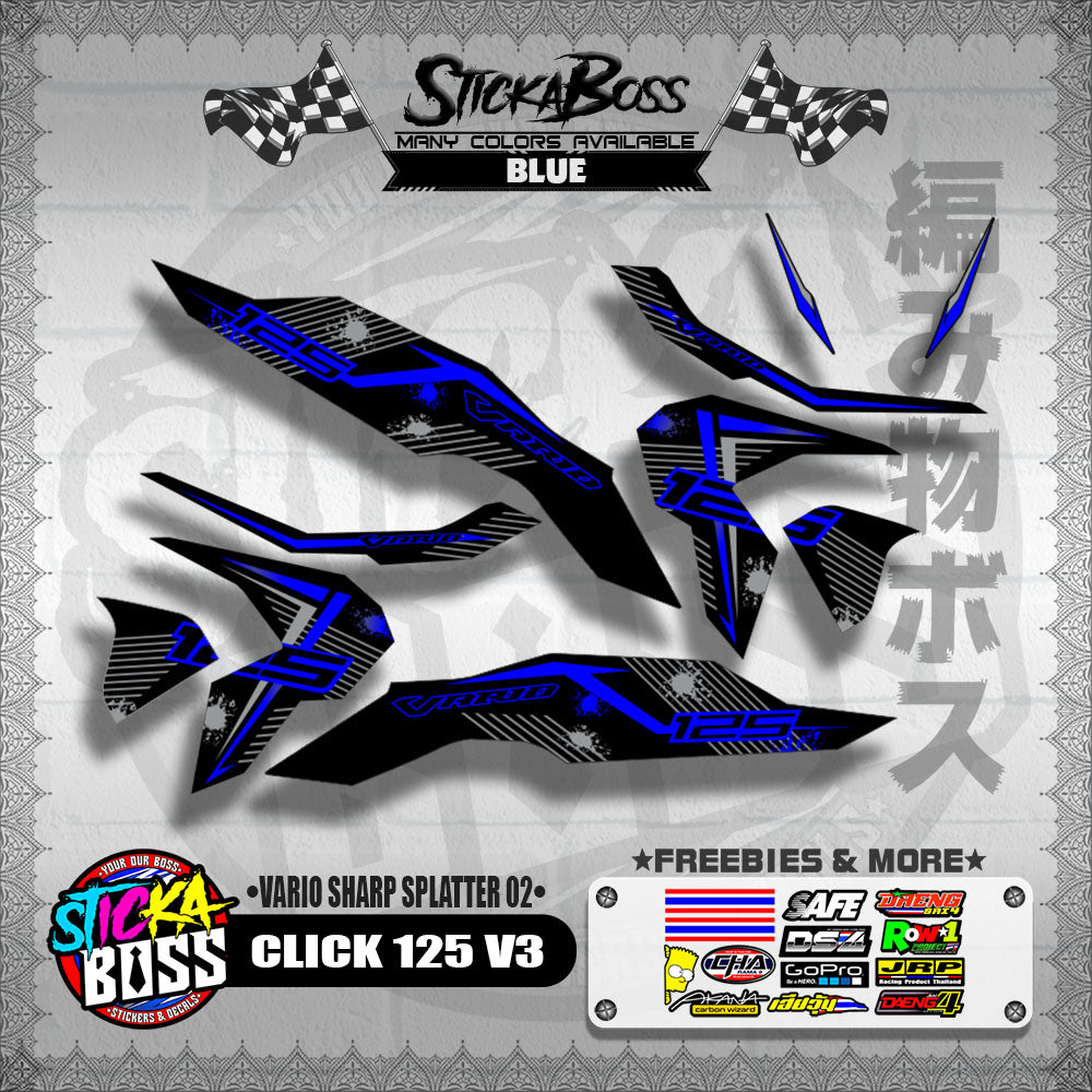CLICK 125 V3 DECALS ( VARIO SHARP SPLATTER 02 )【WITH FREEBIES】