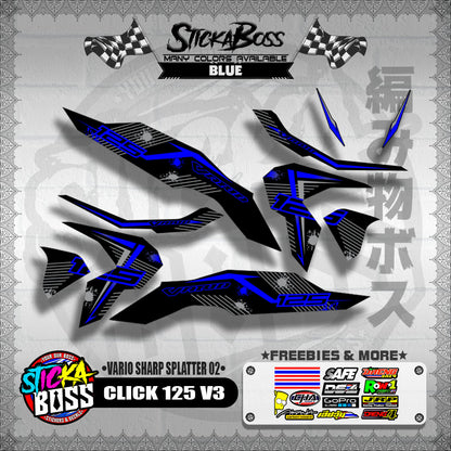 CLICK 125 V3 DECALS ( VARIO SHARP SPLATTER 02 )【WITH FREEBIES】