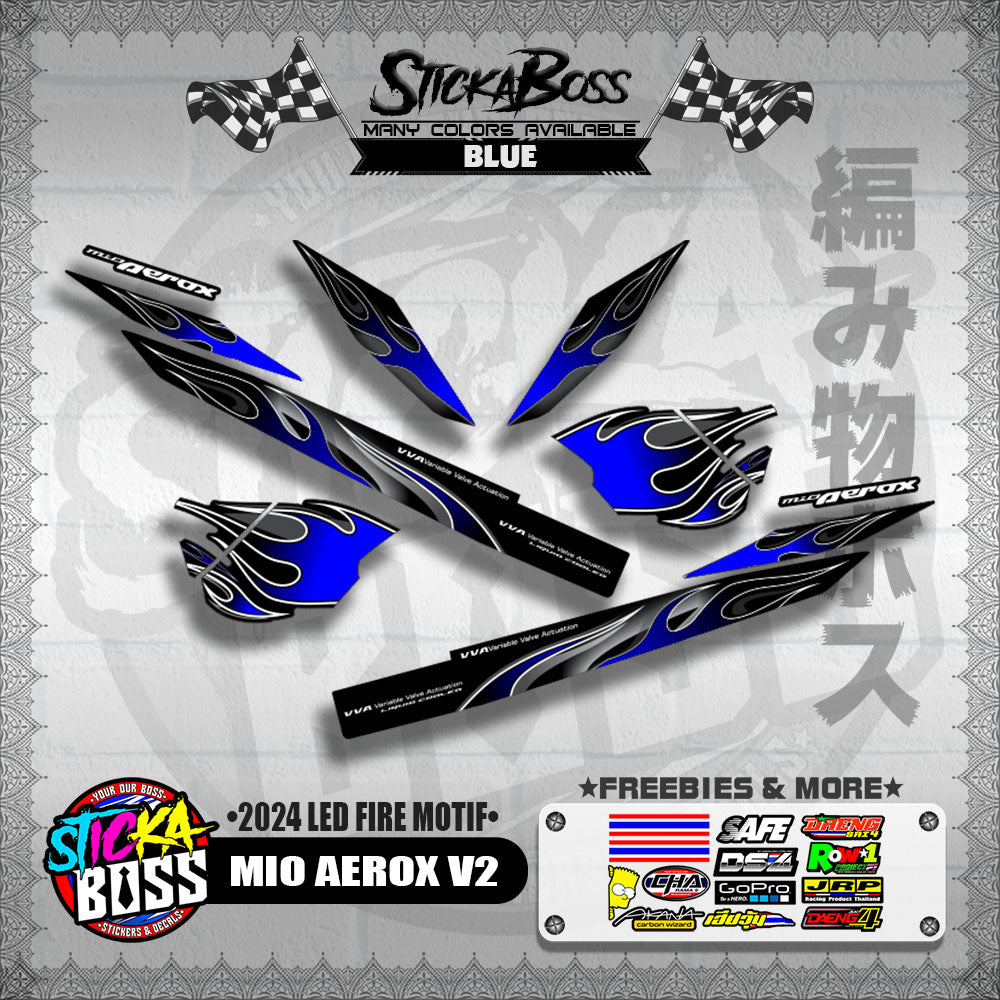MIO AEROX V2 DECALS ( 2024 LED FIRE MOTIF )【WITH FREEBIES】