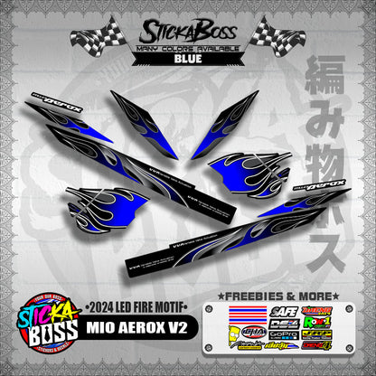 MIO AEROX V2 DECALS ( 2024 LED FIRE MOTIF )【WITH FREEBIES】