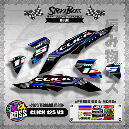 CLICK 125 V3 DECALS ( 2023 TERBARU VARIO ) [ PREMIUM GLOSSY LAMINATED ]【WITH FREEBIES】