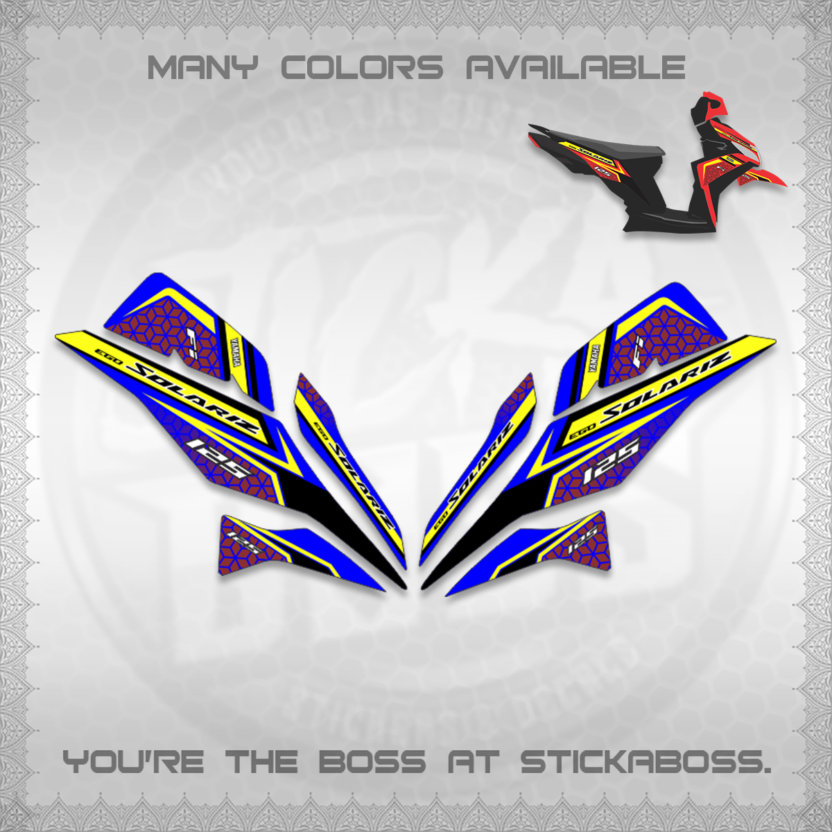 MIO I 125 M3 (NEW SOLARIZ MOTIF 25)STICKER DECALS By STICKABOSS (Copy)