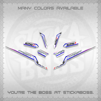 CLICK V3 VARIO STRIPING FOR WHITE DECALS (2026 SPORTS RACE DESIGN) STICKER KITS BY STICKABOSS