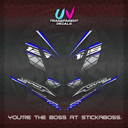CLICK 125 V4 VARIO UV TRANSPARENT DECALS (2026 MODERN STRIPE DESIGN) STICKER KITS BY STICKABOSS